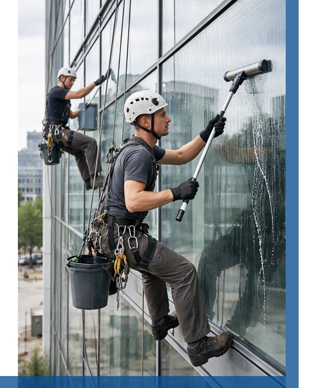 Мойка витражей альпинистами в Новокузнецке от 719 р. под ключ|ВЫСОТНИК-Нвк