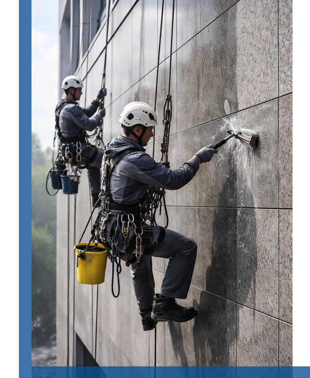 Профессиональная мойка фасада из керамогранита в Новокузнецке