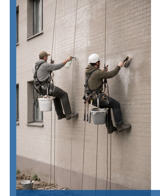 Удаление высолов с фасада зданий в Новокузнецке без повреждений и следов