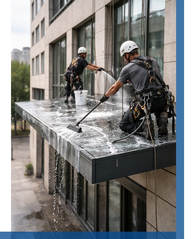 Мойка козырьков и навесов в Новокузнецке от 3596 р. | ВЫСОТНИК-Нвк