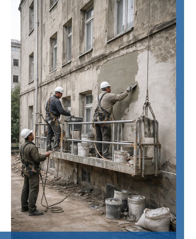 Капитальный ремонт фасада в Новокузнецке от 4315 р. | ВЫСОТНИК-Нвк