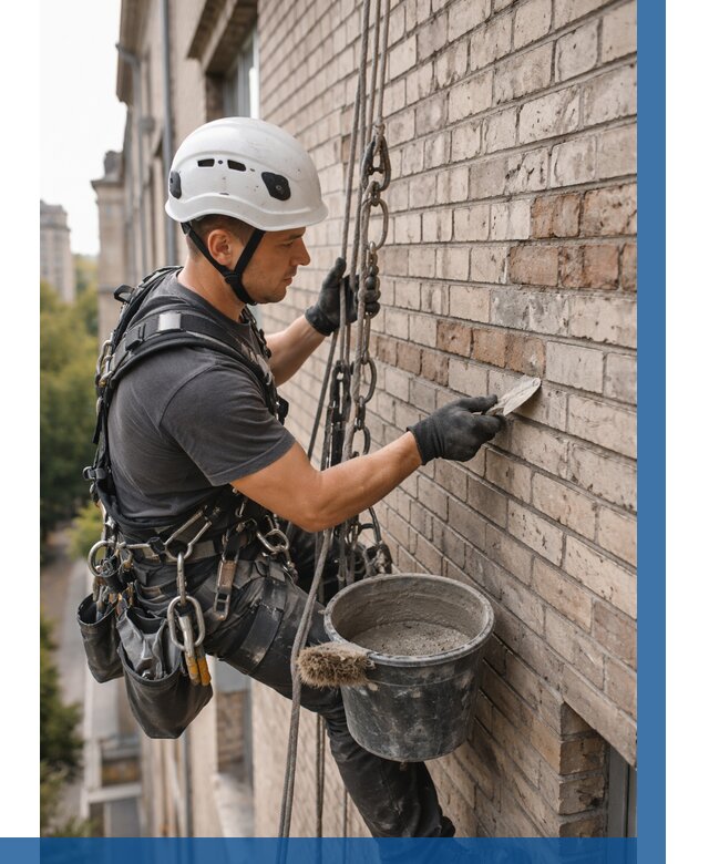 Ремонт кирпичной кладки фасада в Новокузнецке от 1849 р. | ВЫСОТНИК-Нвк