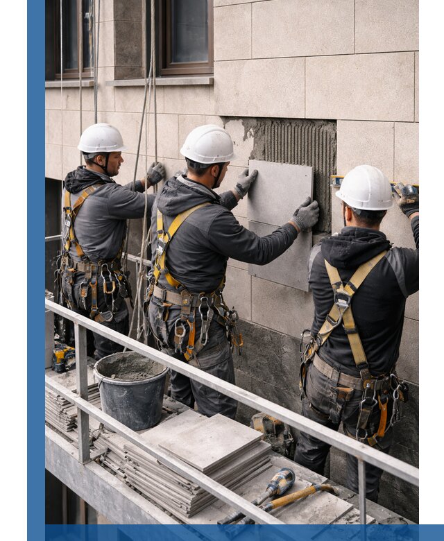 Ремонт облицовки фасада плиткой в Новокузнецке с гарантией