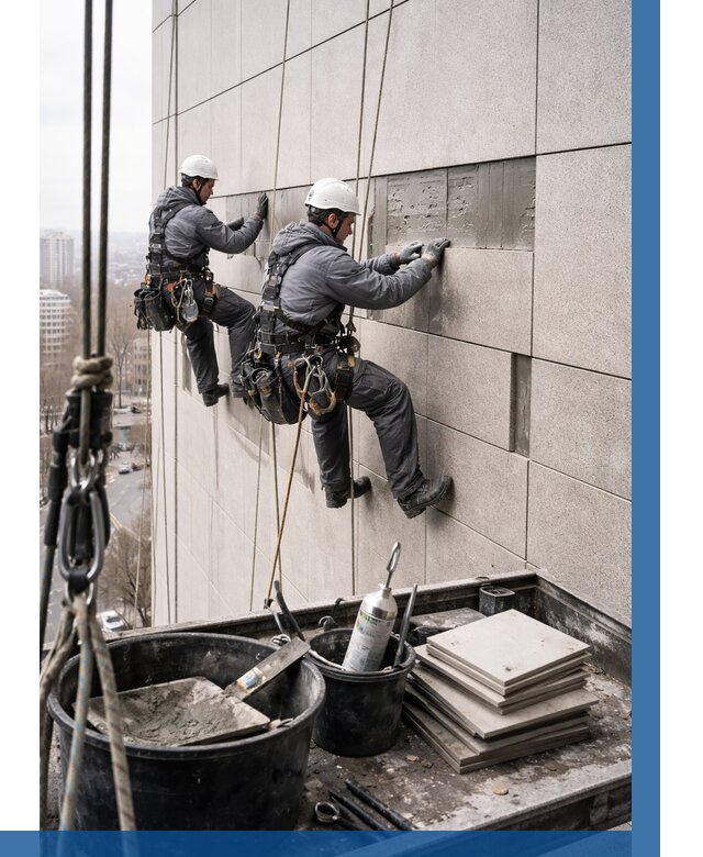 Ремонт фасада из керамогранита в Новокузнецке от 2569 р. | ВЫСОТНИК-Нвк