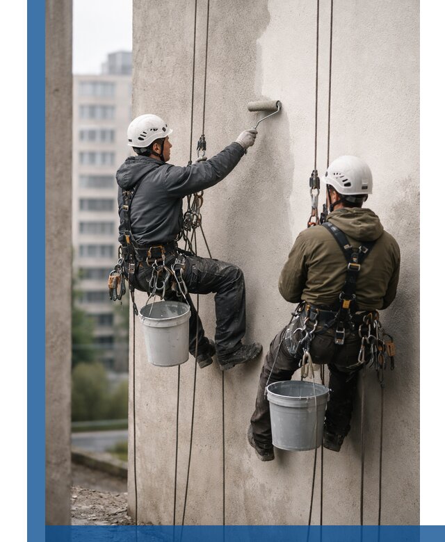 Покраска фасадов высотными альпинистами в Новокузнецке с гарантией