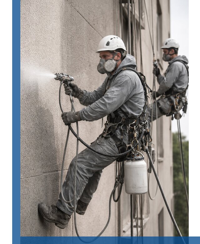 Безвоздушная покраска фасадов зданий в Новокузнецке профессионально