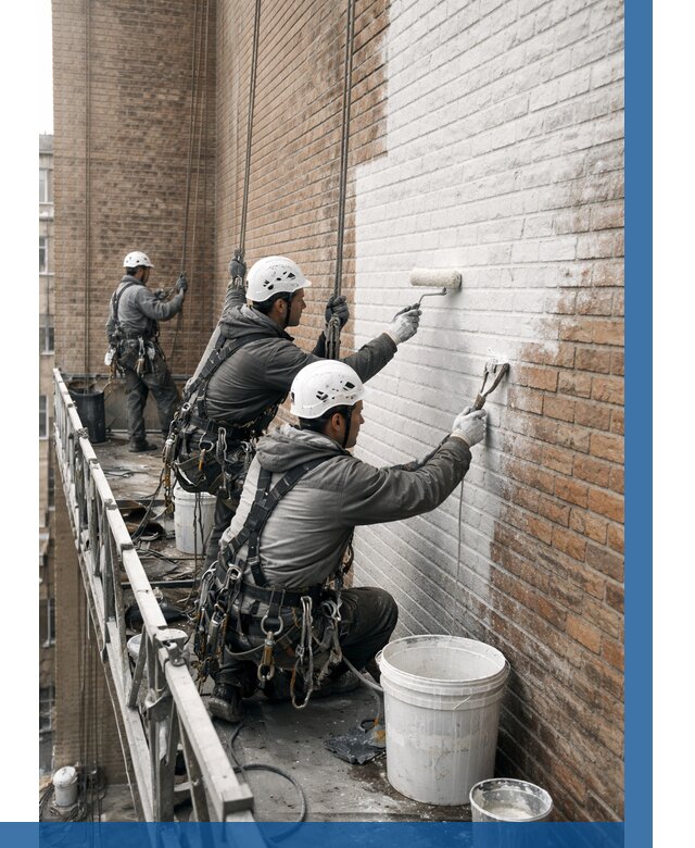 Покраска кирпичного фасада в Новокузнецке от 360 р. | ВЫСОТНИК-Нвк