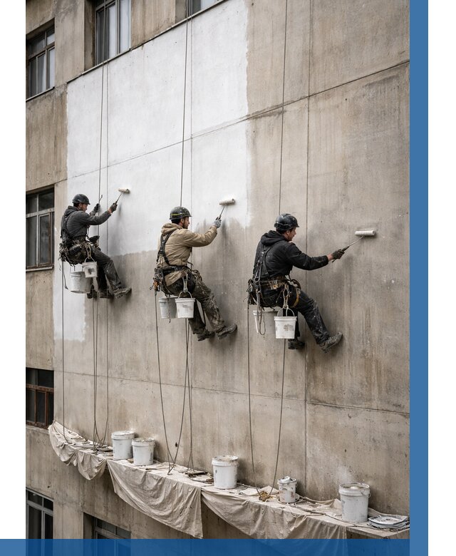 Покраска бетонного фасада в Новокузнецке от 360 р за м2 | ВЫСОТНИК-Нвк