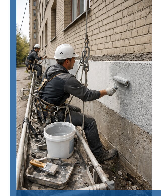 Окраска цоколя здания в Новокузнецке профессионально и надежно