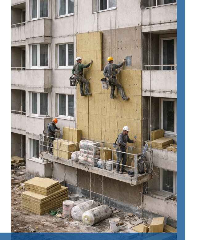 Утепление фасада минватой в Новокузнецке от 1541 р. | ВЫСОТНИК-Нвк