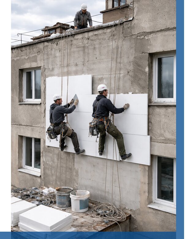 Утепление фасада пенополистиролом в Новокузнецке от 1849 р. | ВЫСОТНИК-Нвк