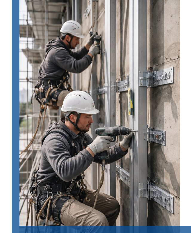 Монтаж и крепление подсистемы вентфасада в Новокузнецке