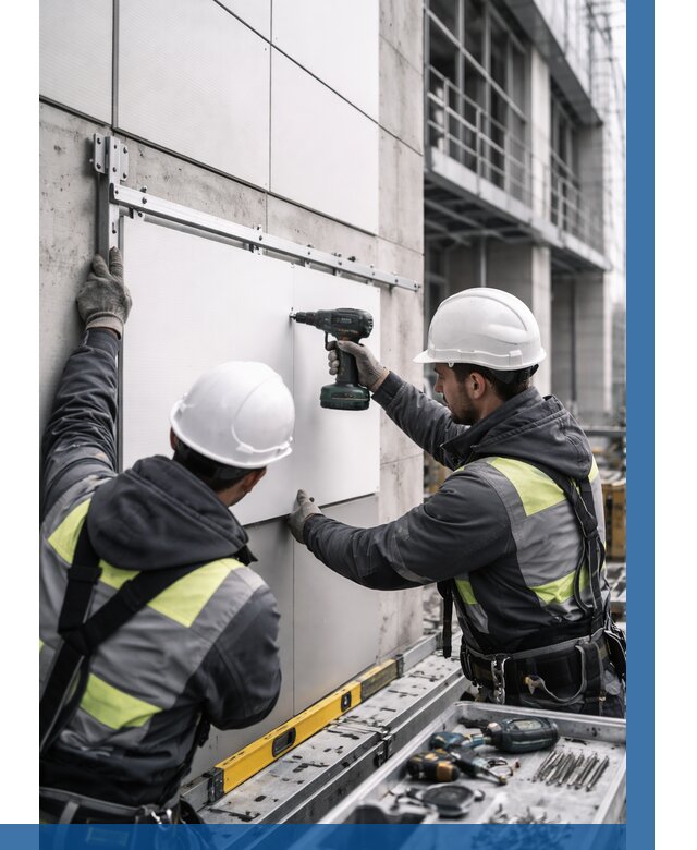 Монтаж композитных панелей фасада в Новокузнецке от 2569 р. | ВЫСОТНИК-Нвк