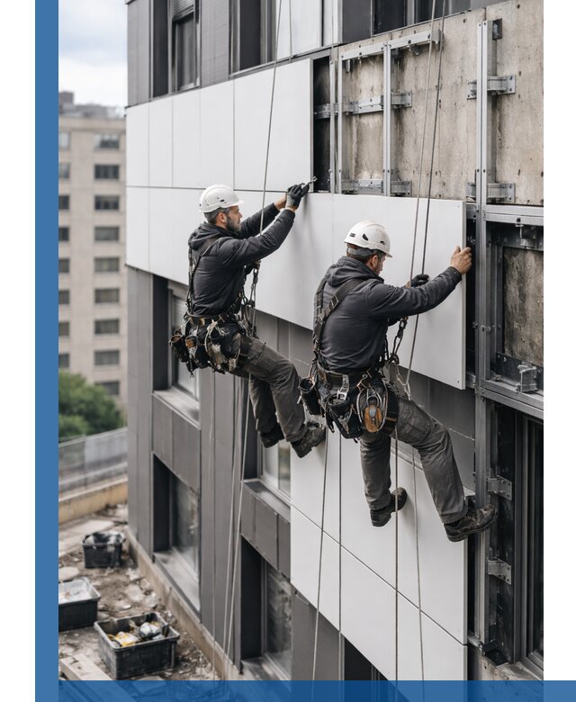 Монтаж композитных панелей фасада в Новокузнецке под ключ