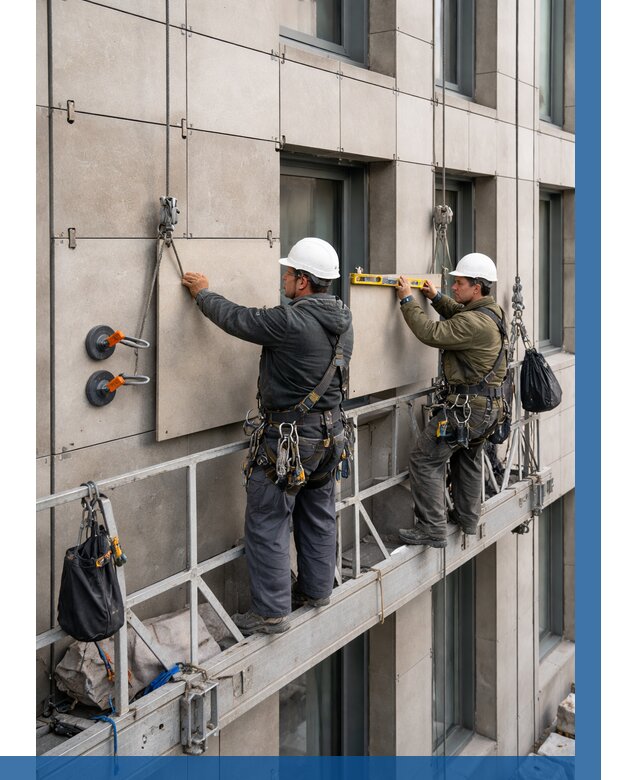 Монтаж керамогранита на фасад в Новокузнецке от 2569 р. | ВЫСОТНИК-Нвк