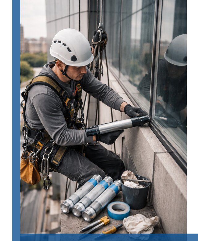 Герметизация стыков витража в Новокузнецке для герметичных фасадов