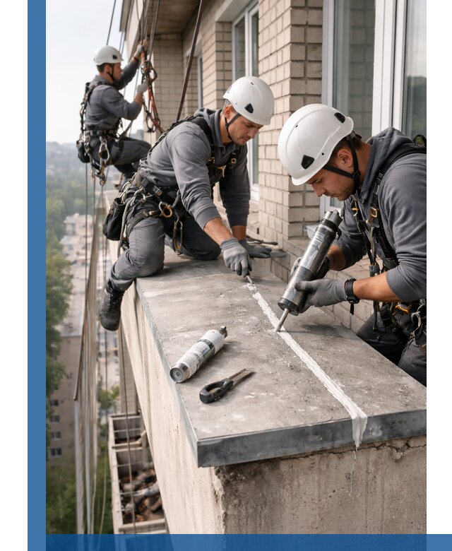 Герметизация балконного козырька в Новокузнецке профессионально