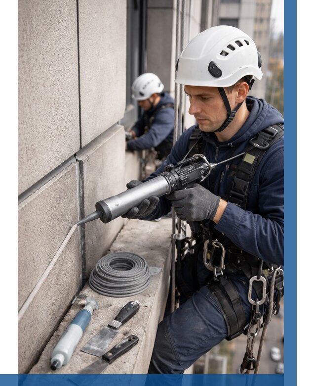 Герметизация деформационных швов фасада в Новокузнецке от 719 | ВЫСОТНИК-Нвк