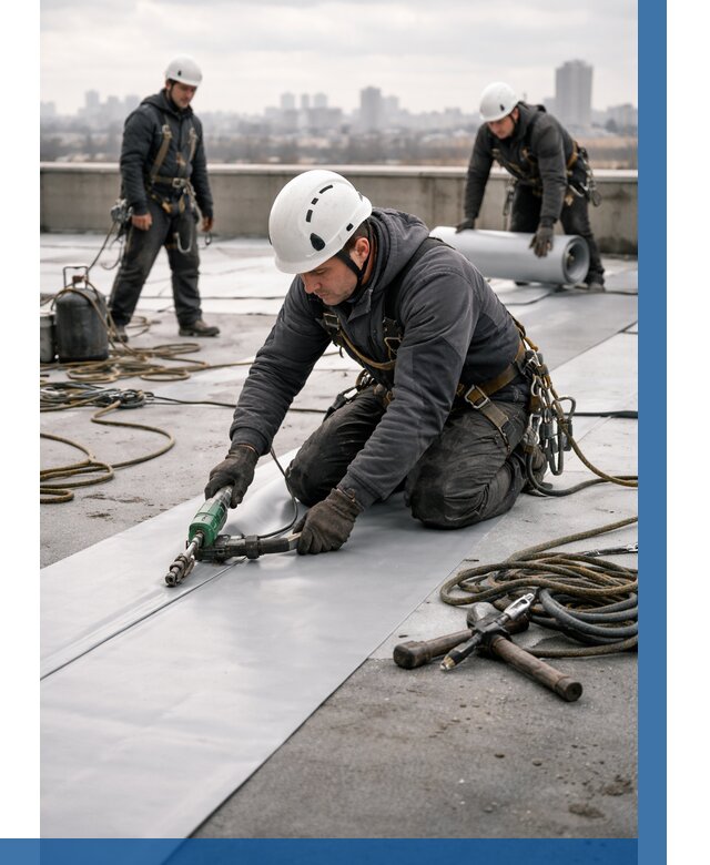 Ремонт мембранной кровли в Новокузнецке от 1849 р./м2 | ВЫСОТНИК-Нвк