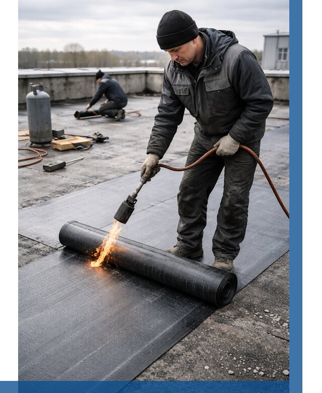 Ремонт наплавляемой кровли в Новокузнецке от 719 р. | ВЫСОТНИК-Нвк