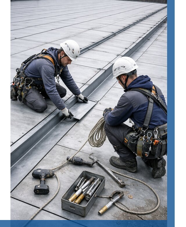 Ремонт фальцевой кровли в Новокузнецке от 719 р. | ВЫСОТНИК-Нвк