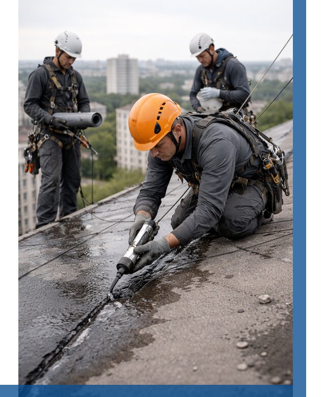 Устранение протечек кровли в Новокузнецке от 12329 р. | ВЫСОТНИК-Нвк