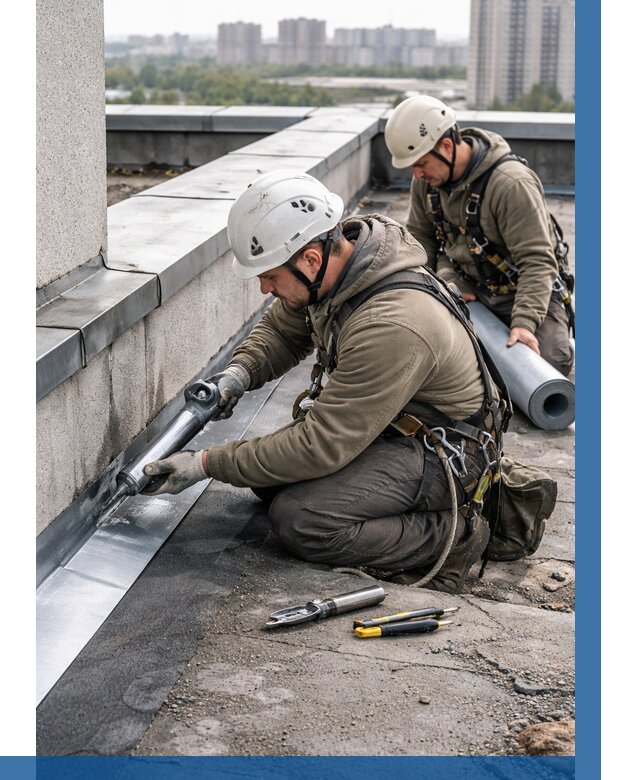 Ремонт кровельных примыканий в Новокузнецке от 1233 р. | ВЫСОТНИК-Нвк