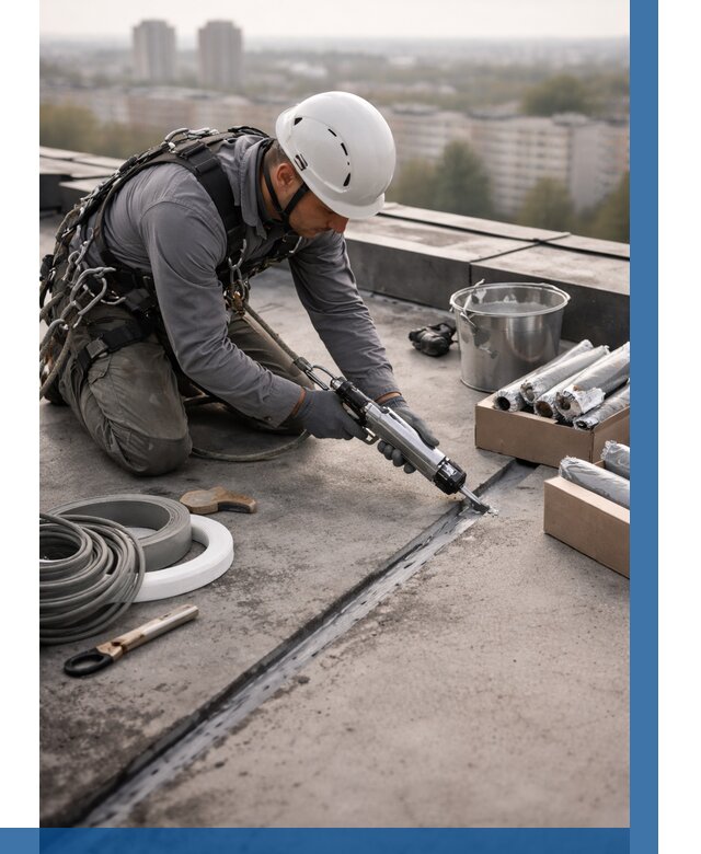 Герметизация швов кровли в Новокузнецке от 462 р./м2 | ВЫСОТНИК-Нвк