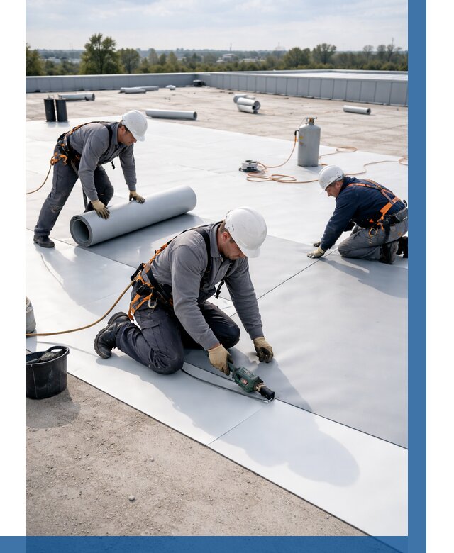 Монтаж мембранной кровли под ключ в Новокузнецке от 1233 р. | ВЫСОТНИК-Нвк