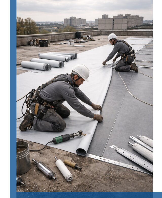 Монтаж мембранной кровли в Новокузнецке для промышленных зданий