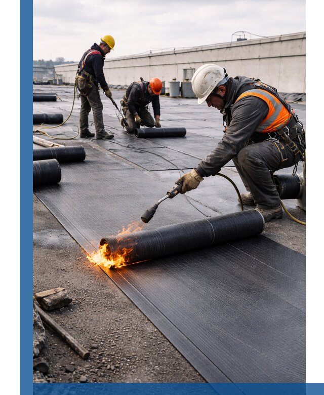 Монтаж наплавляемой кровли в Новокузнецке профессионально