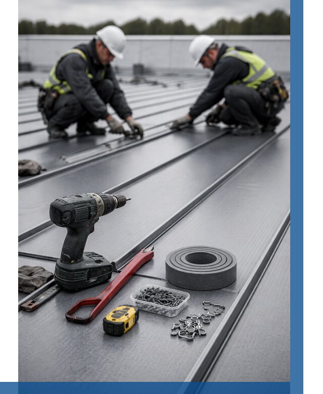 Монтаж фальцевой кровли в Новокузнецке от 1849 р. | ВЫСОТНИК-Нвк