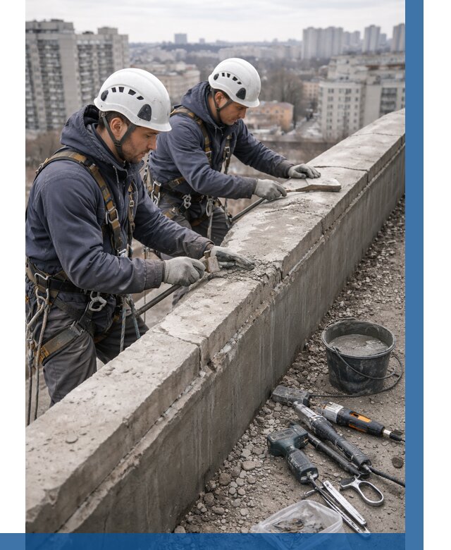 Ремонт парапета на кровле в Новокузнецке от 1541 р. | ВЫСОТНИК-Нвк