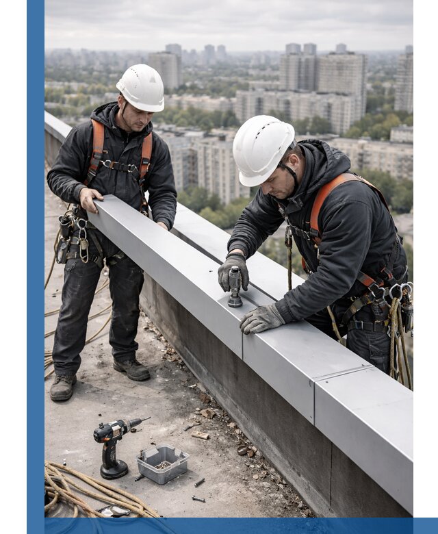 Монтаж парапетных крышек и ограждений кровли в Новокузнецке