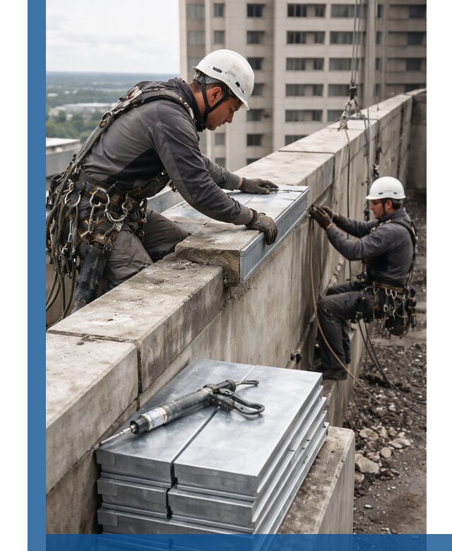 Замена парапетных крышек и установка новых в Новокузнецке