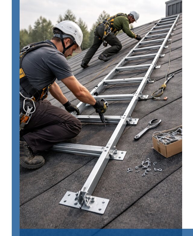 Профессиональный монтаж кровельной лестницы в Новокузнецке под ключ