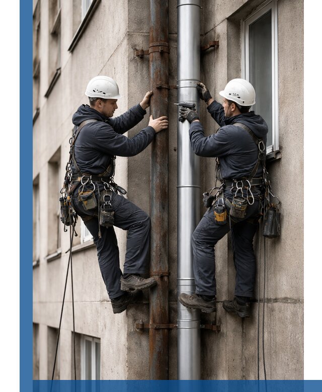 Замена водосточных труб в Новокузнецке: монтаж и демонтаж под ключ