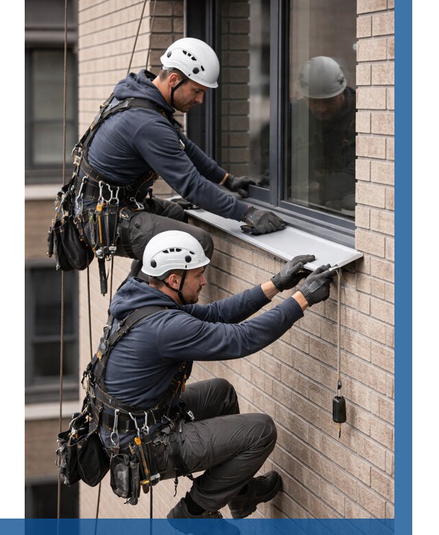 Монтаж оконных отливов под ключ в Новокузнецке от 3596 р. | ВЫСОТНИК-Нвк