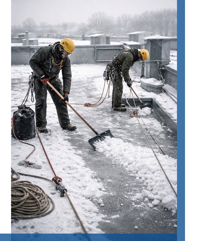 Очистка крыши от снега в Новокузнецке от 7706 р. | ВЫСОТНИК-Нвк