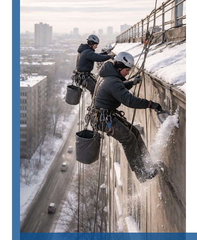 Очистка карнизов от снега в Новокузнецке профессионально и безопасно