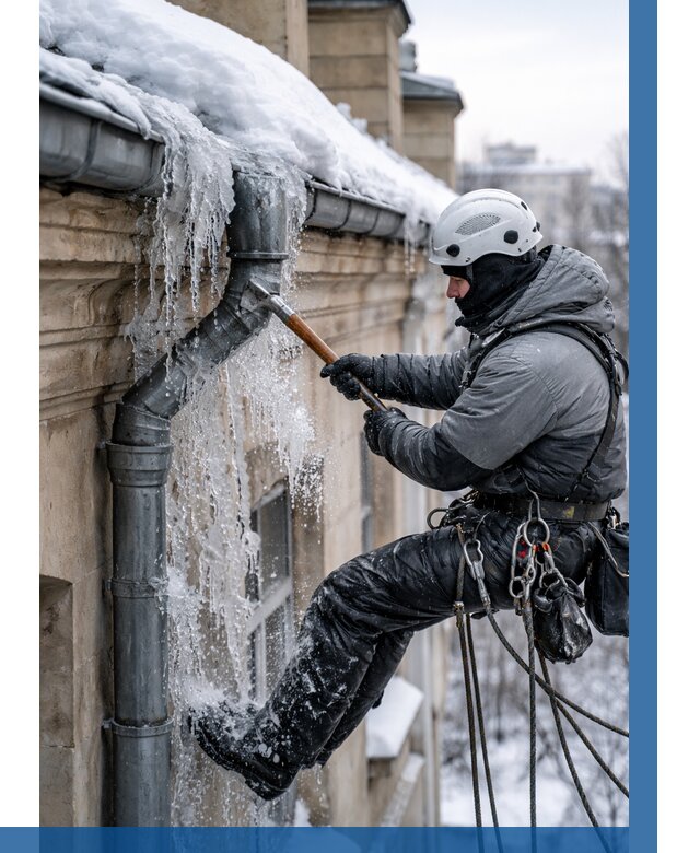 Очистка водостоков от льда в Новокузнецке от 3596 р. | ВЫСОТНИК-Нвк