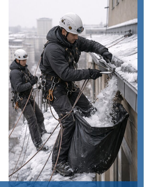 Аварийная очистка крыши в Новокузнецке под ключ от 308 р. | ВЫСОТНИК-Нвк