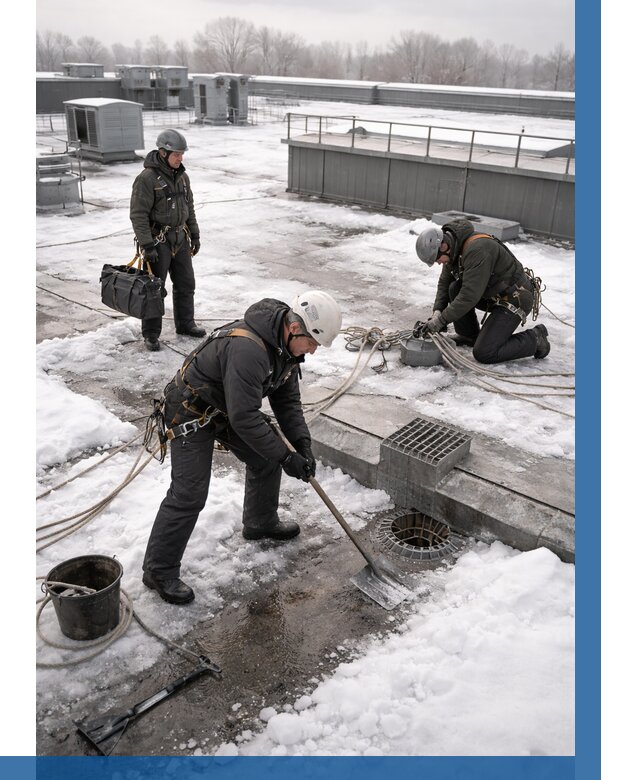 Абонентское обслуживание кровли зимой в Новокузнецке от 8219 р. | ВЫСОТНИК-Нвк