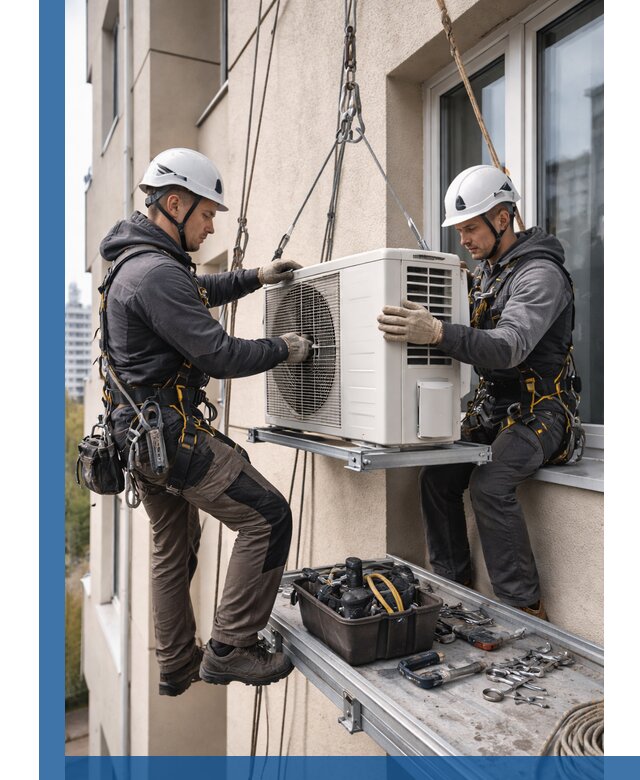 Перенос внешнего блока кондиционера в Новокузнецке с монтажом и крепежом