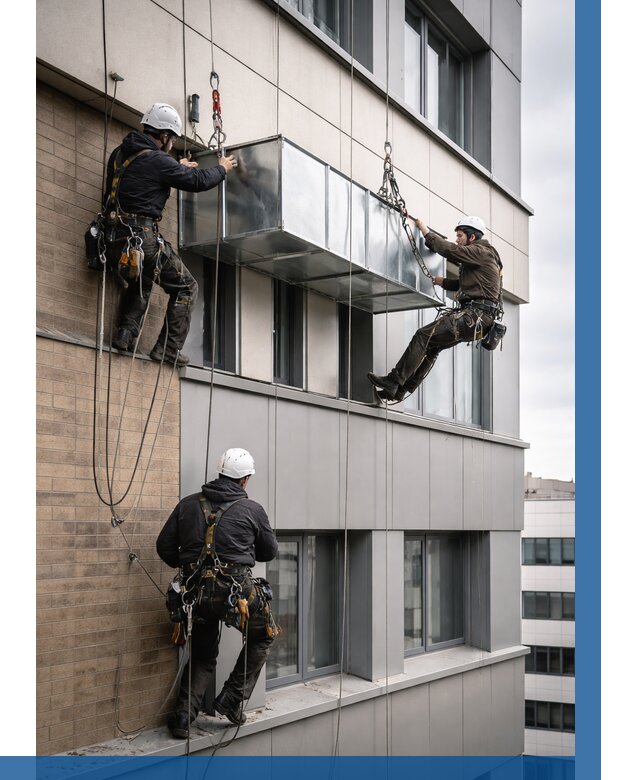 Монтаж воздуховодов на фасаде в Новокузнецке от 1541 р. | ВЫСОТНИК-Нвк