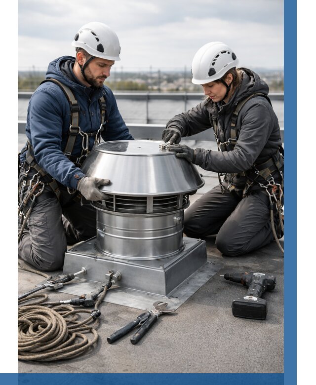 Установка дефлекторов на кровле в Новокузнецке от 4623 р. | ВЫСОТНИК-Нвк