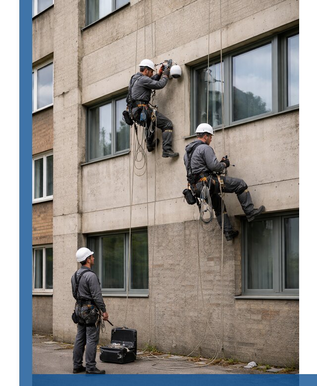 Монтаж фасадных камер видеонаблюдения в Новокузнецке под ключ