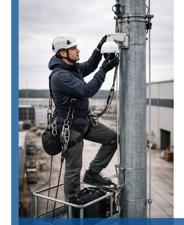 Профессиональная установка видеокамер на мачте в Новокузнецке