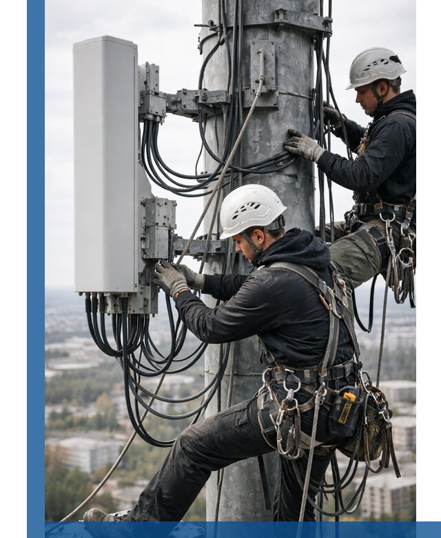 Монтаж оборудования связи на мачте в Новокузнецке с пусконаладкой