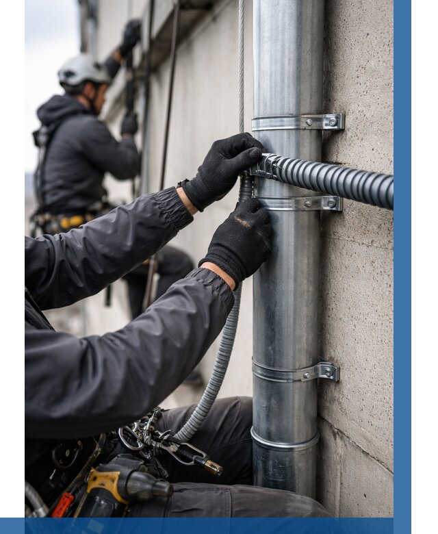 Монтаж гофры для кабеля в Новокузнецке от 308 р. | ВЫСОТНИК-Нвк